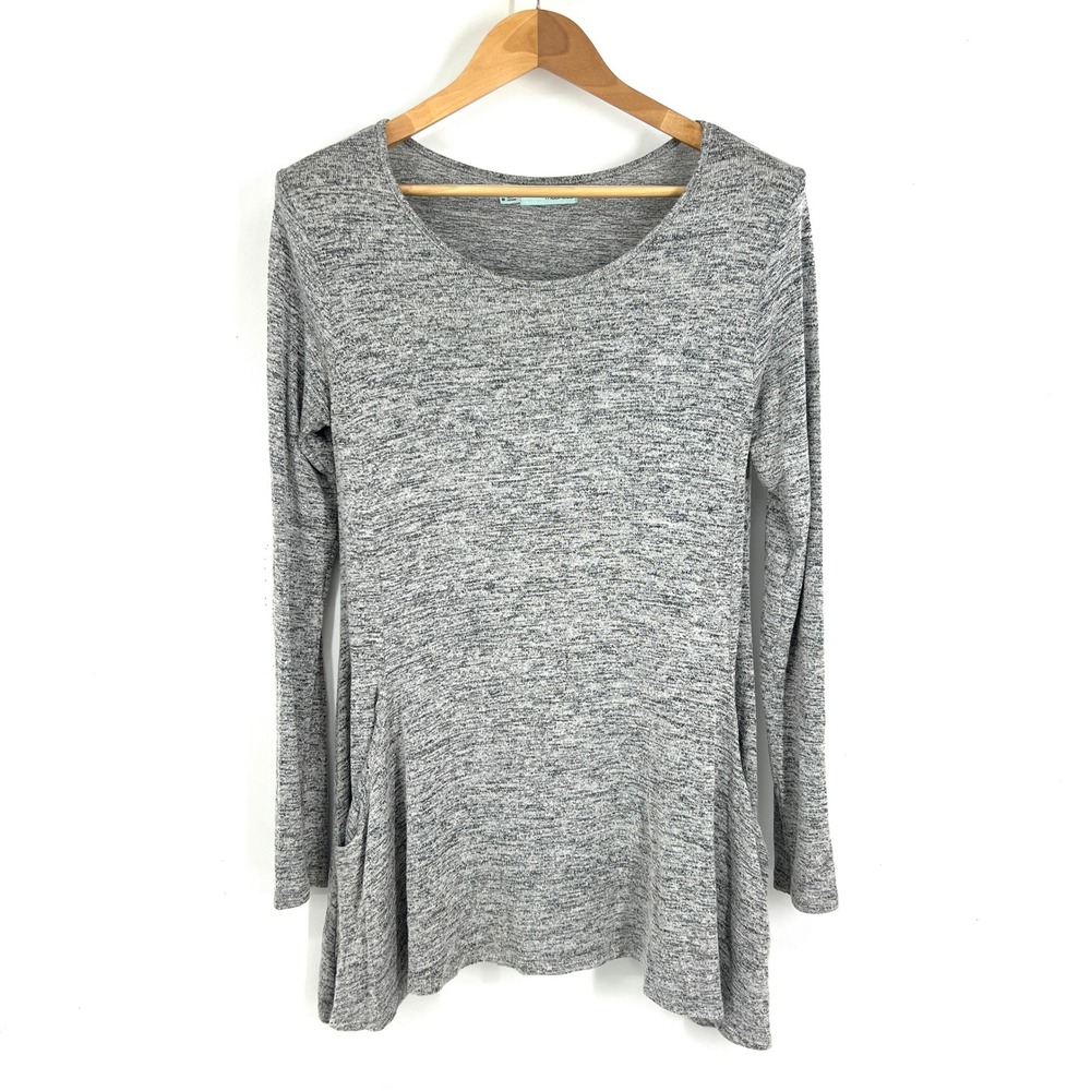 Maurices Womens Grey Space Dye Long Sleeve Sharkbite Hem Tunic Top Size Medium